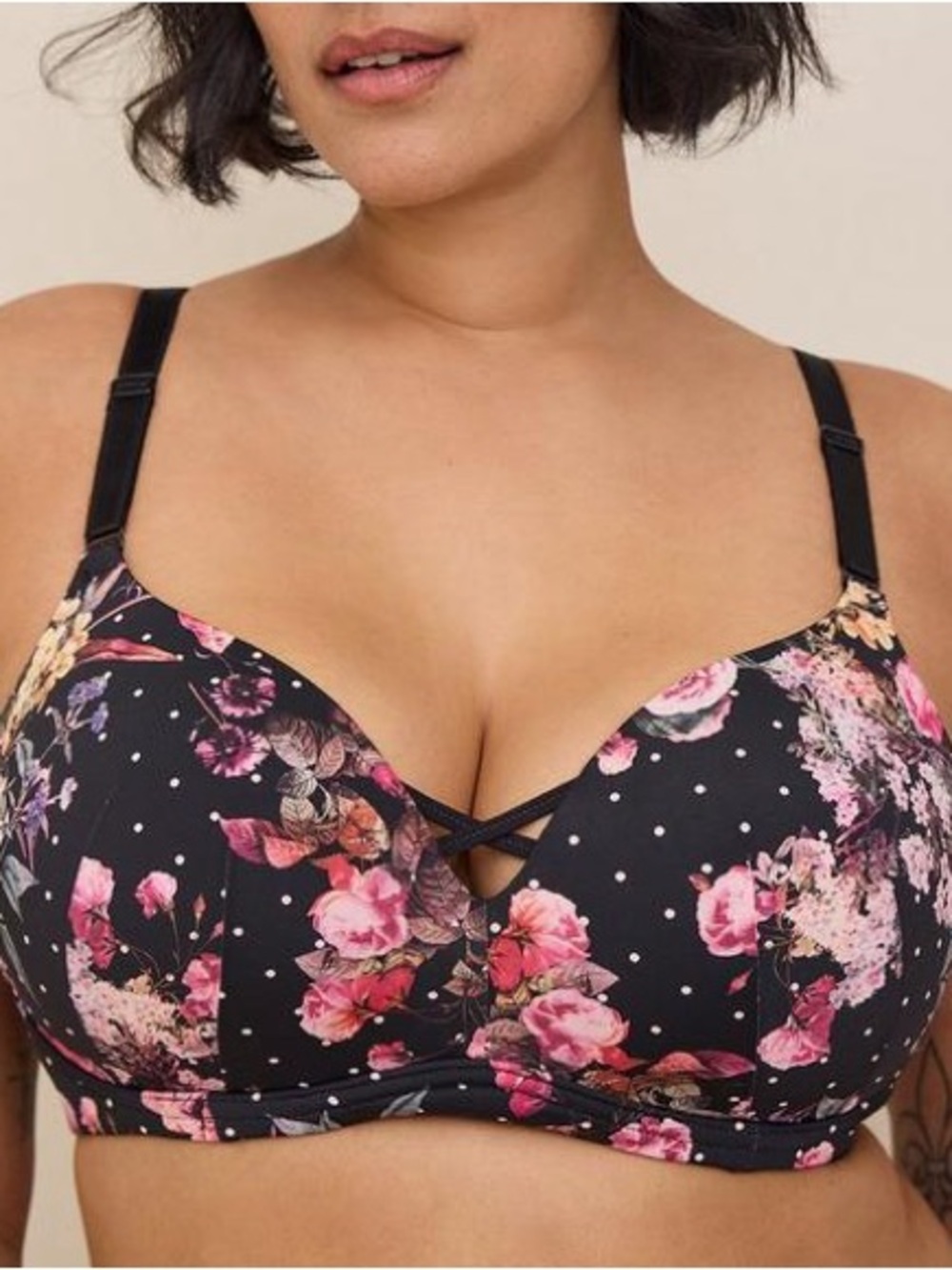 Torrid Dream Wire Free Push Up Bra Black Floral Plus Size Torrid Women’s 46C